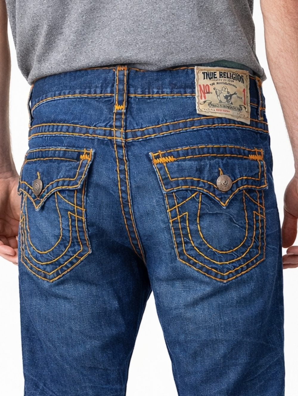 TRUE RELIGION Y2K Ricky Super T Jeans Straight Leg Flap Pocket Men's 36 x 30"